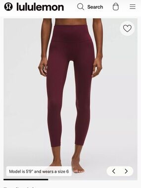 Brand new Lululemon High-Rise 25” Leggings in Deep Burgundy Wine